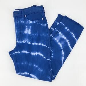 J.Crew Women's Blue Tie Die 10" Vintage Straight Jeans Fair Trade Size 28